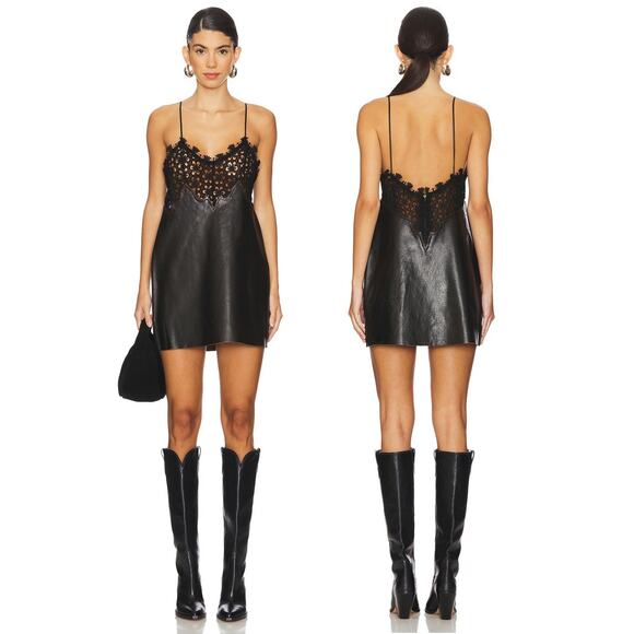 Understated Leather Mirage Micro Mini Dress Statement Grunge Party Festival Sz M - Picture 1 of 9